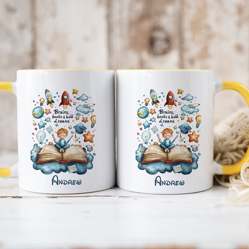 Personalized (optional) Kids Cup, Rocket, School Mug, Boys Gift Idea